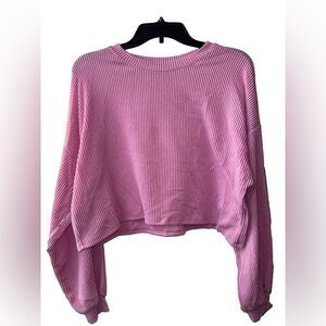 Dress Up Pink Cropped Ribbed Sweater Size M